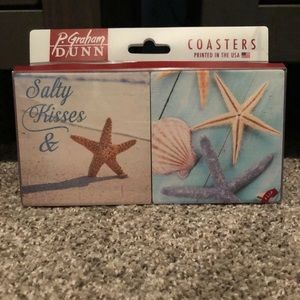 Beach COASTERS Salty Kisses & Starfish Wishes 4”